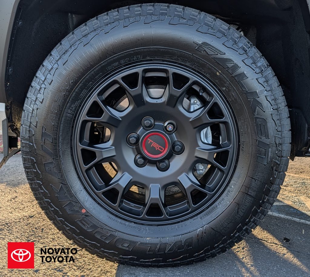 Close-up of 18-inch TRD cast aluminum wheel for Toyota trucks.