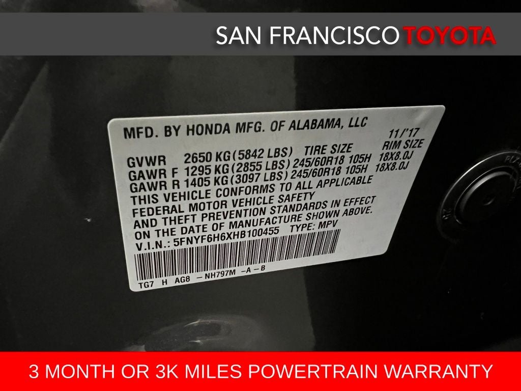 2017 Honda Pilot EX-L w/Honda Sensing