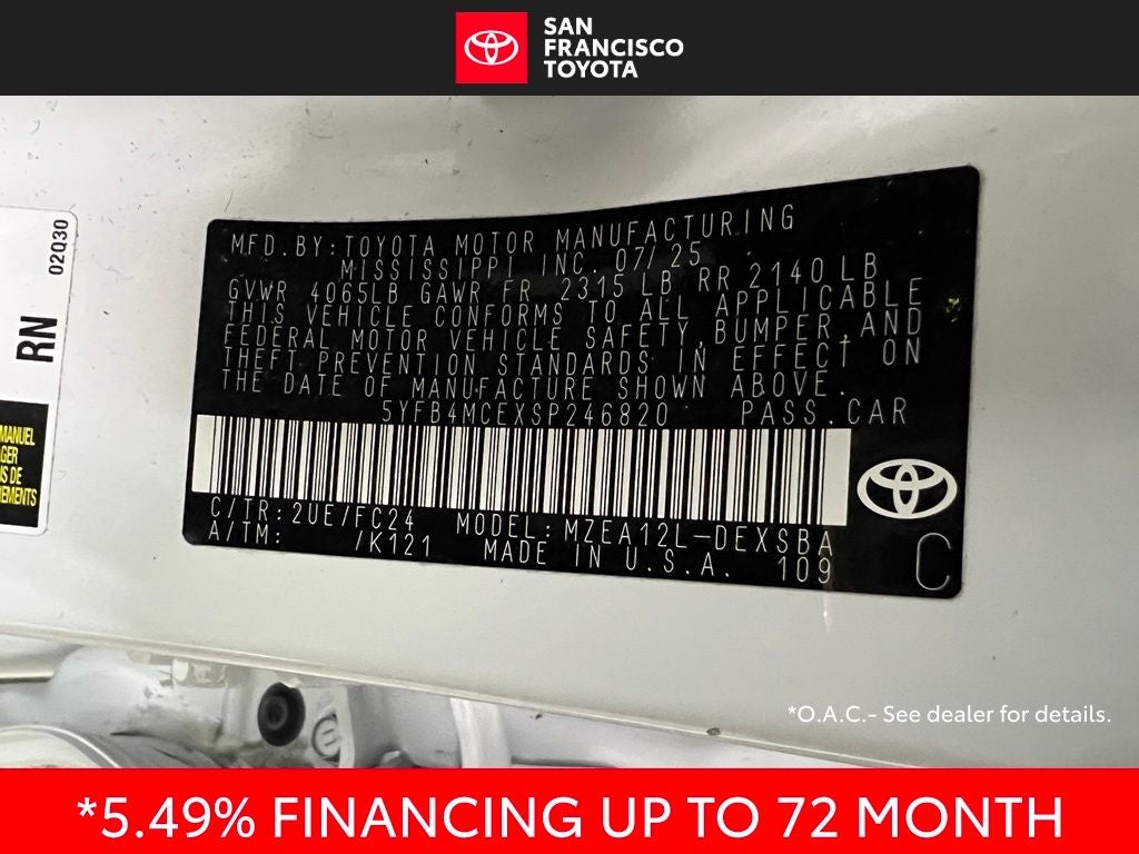 2025 Toyota Corolla FX