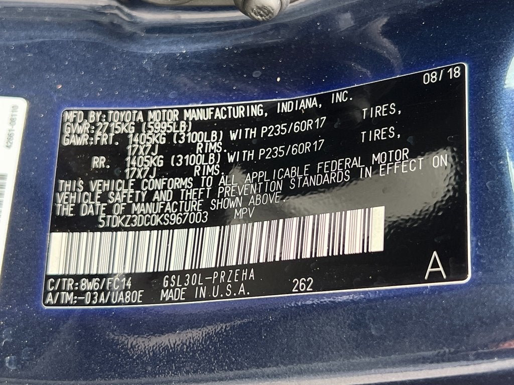 2019 Toyota Sienna LE 8 Passenger