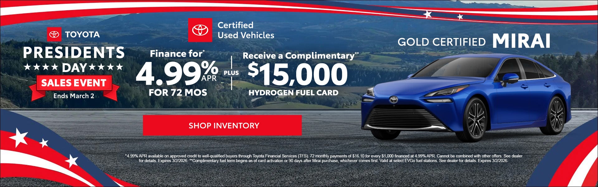 Gold CertifiedToyota Mirai XLE 