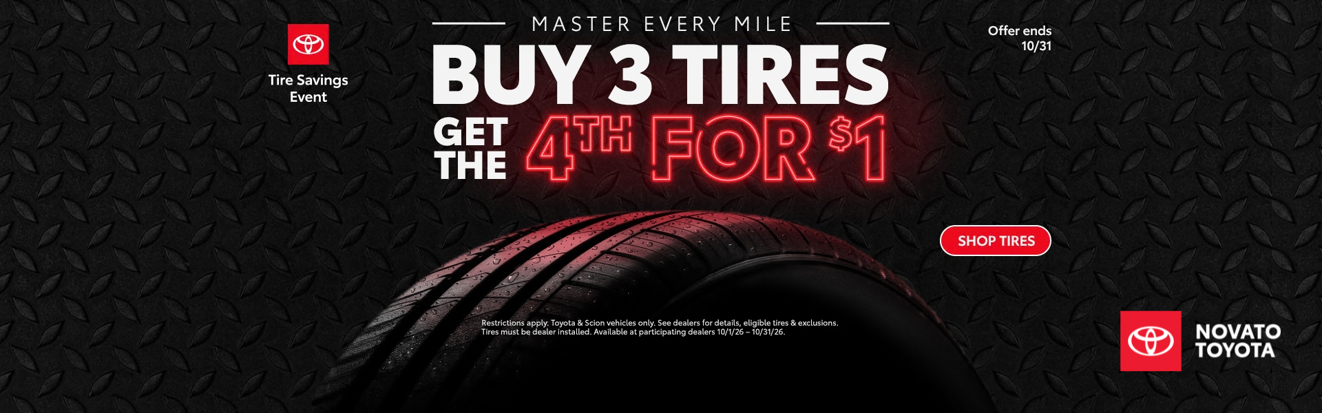 Buy 3 tires get 1 for $1