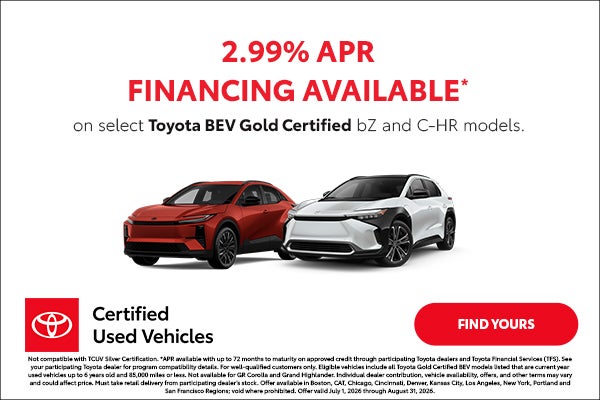 2.99% APR Financing BEV Gold bZ and C-HR